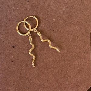 Sterling Silver Gold Plated Snake Dangle Earrings